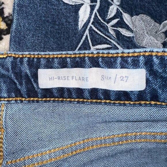 Pilcro and The Letterpress High Rise Flare Floral Hem Jeans Size 27 - Picture 2 of 6